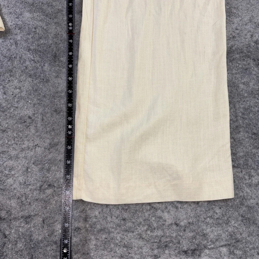 H&M Linen Jumpsuit Women's Medium Pale Yellow Resortwear Wide Leg‎ Minimalist